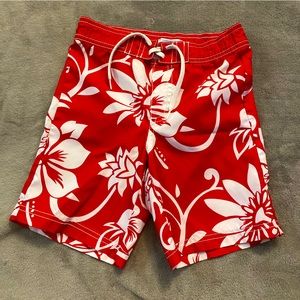 Red Hawaiian Swim Trunks